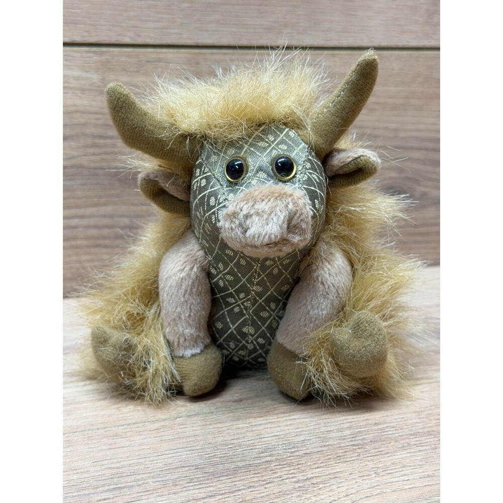 Dora Designs Highland Cow Stuffed Animal Small 6" Brown/Tan Washable DD 17-12-04